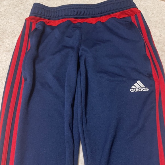 ADIDAS NAVY & RED STRIPED SKINNY LEG TRACK PANTS - Picture 3 of 8